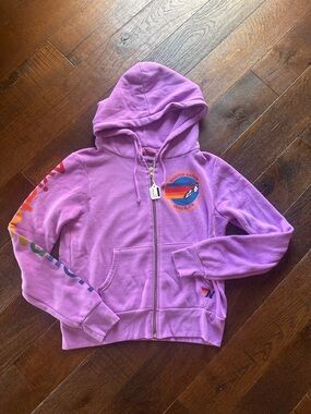 New AVIATOR NATION Zip Hoodie Neon Purple Aspen XS Unisex